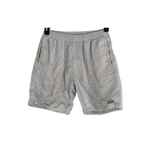 Ron Jon Striped Seersucker Hybrid Board Shorts Blue White Cotton Pull-On M